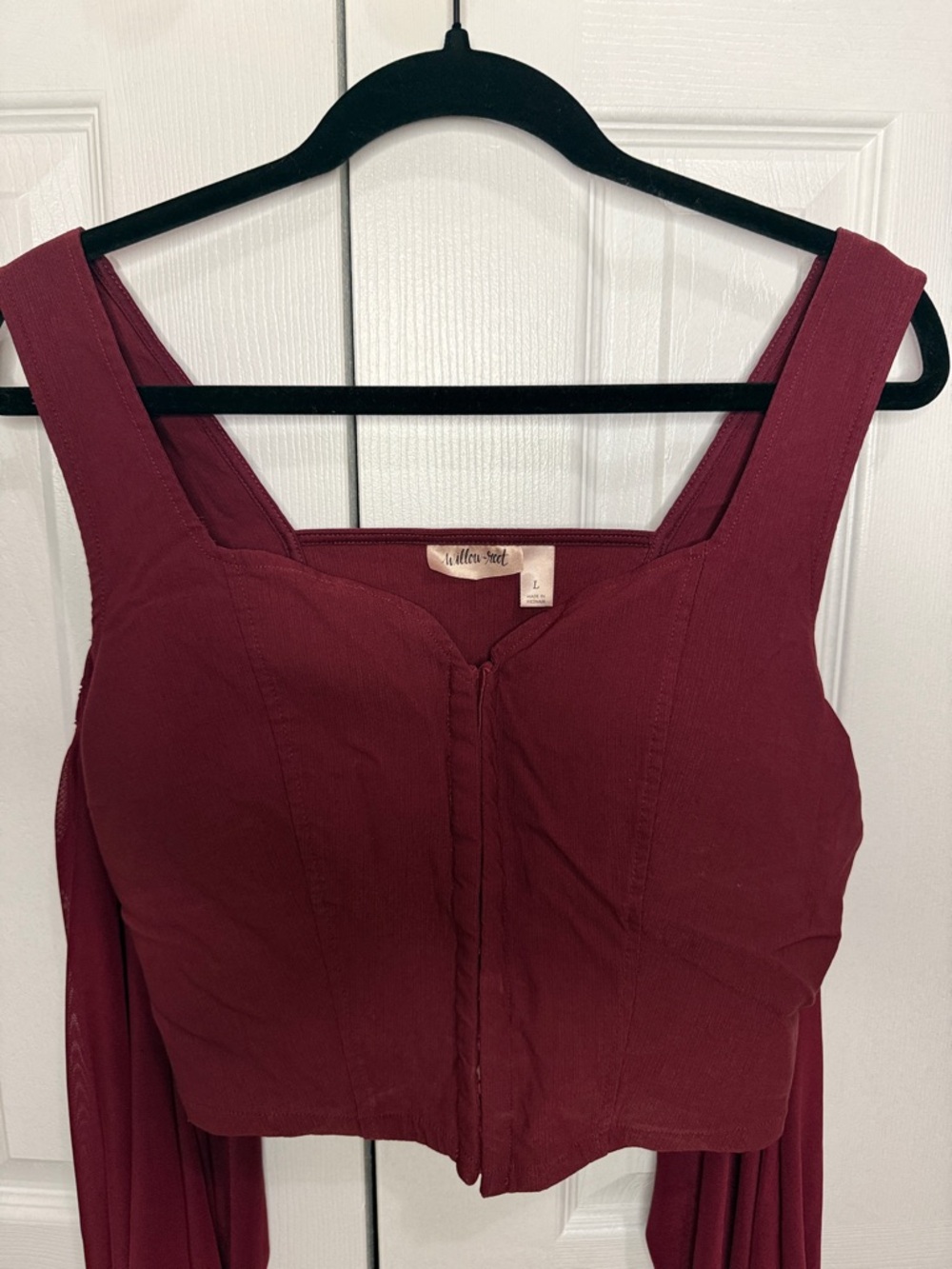 Off the shoulder corset wine red crop top